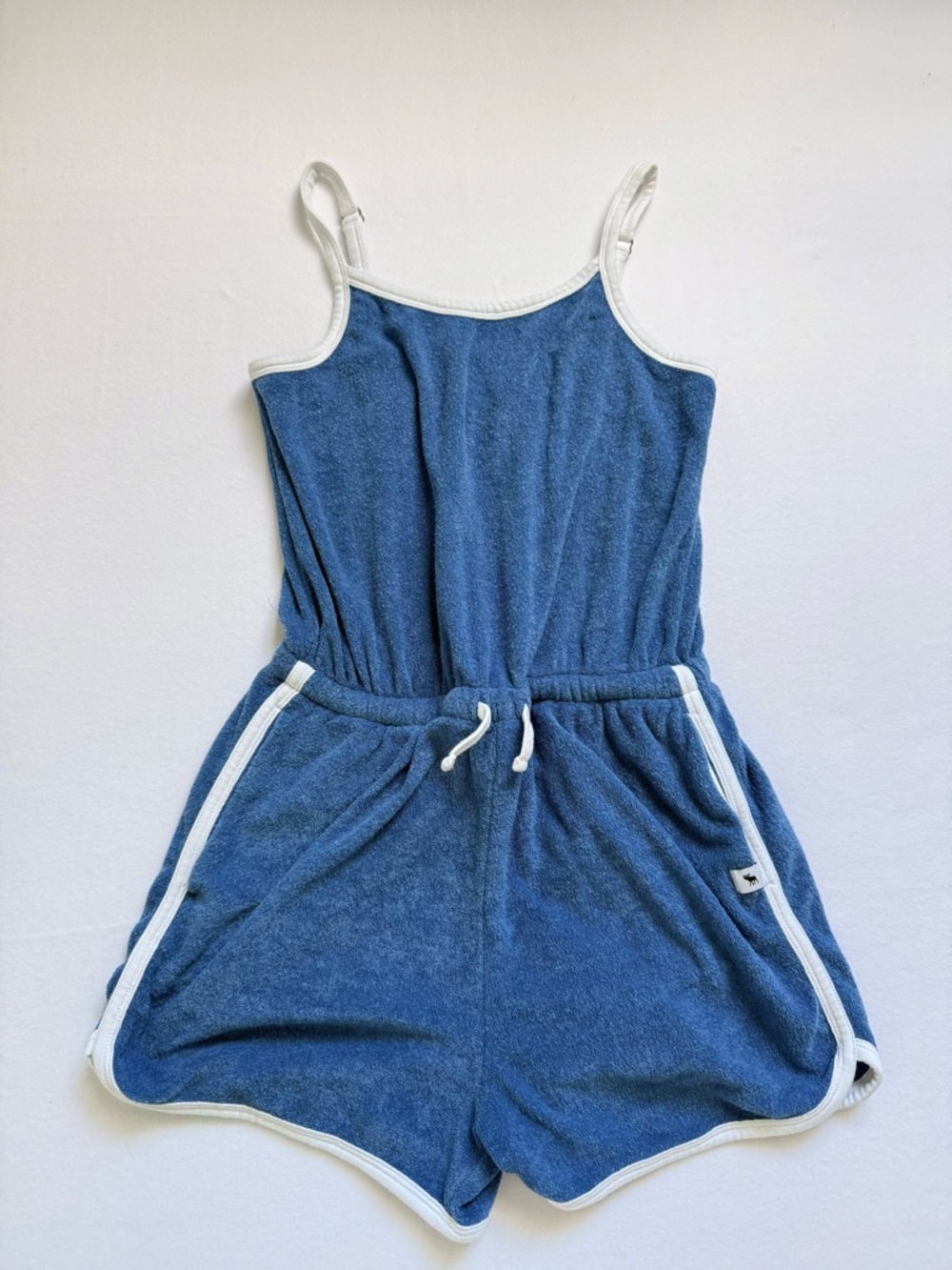 abercrombie kids Blue Terry Romper with White Trim